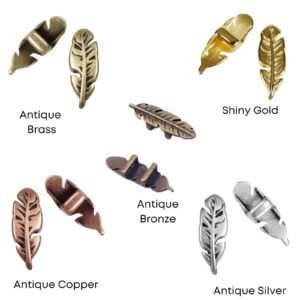 Feather Jewelry Sliders for 5mm Leather Cork Bracelets Four Finishes