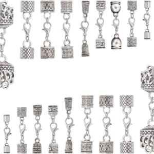 20 Sets Leather Cord End Caps with Lobster Clasp Connectors