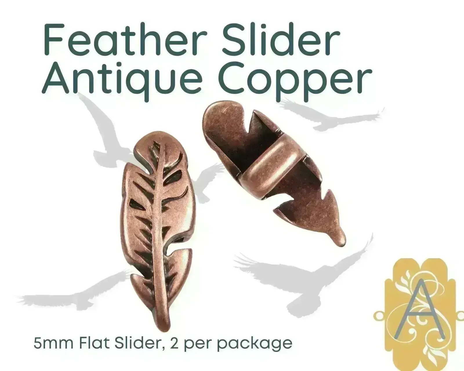 Feather Jewelry Sliders for 5mm Leather Cork Bracelets Four Finishes - Image 6