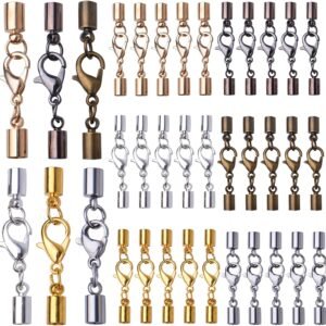 36 Piece Lobster Claw Clasps Leather Cord Ends Six Colors