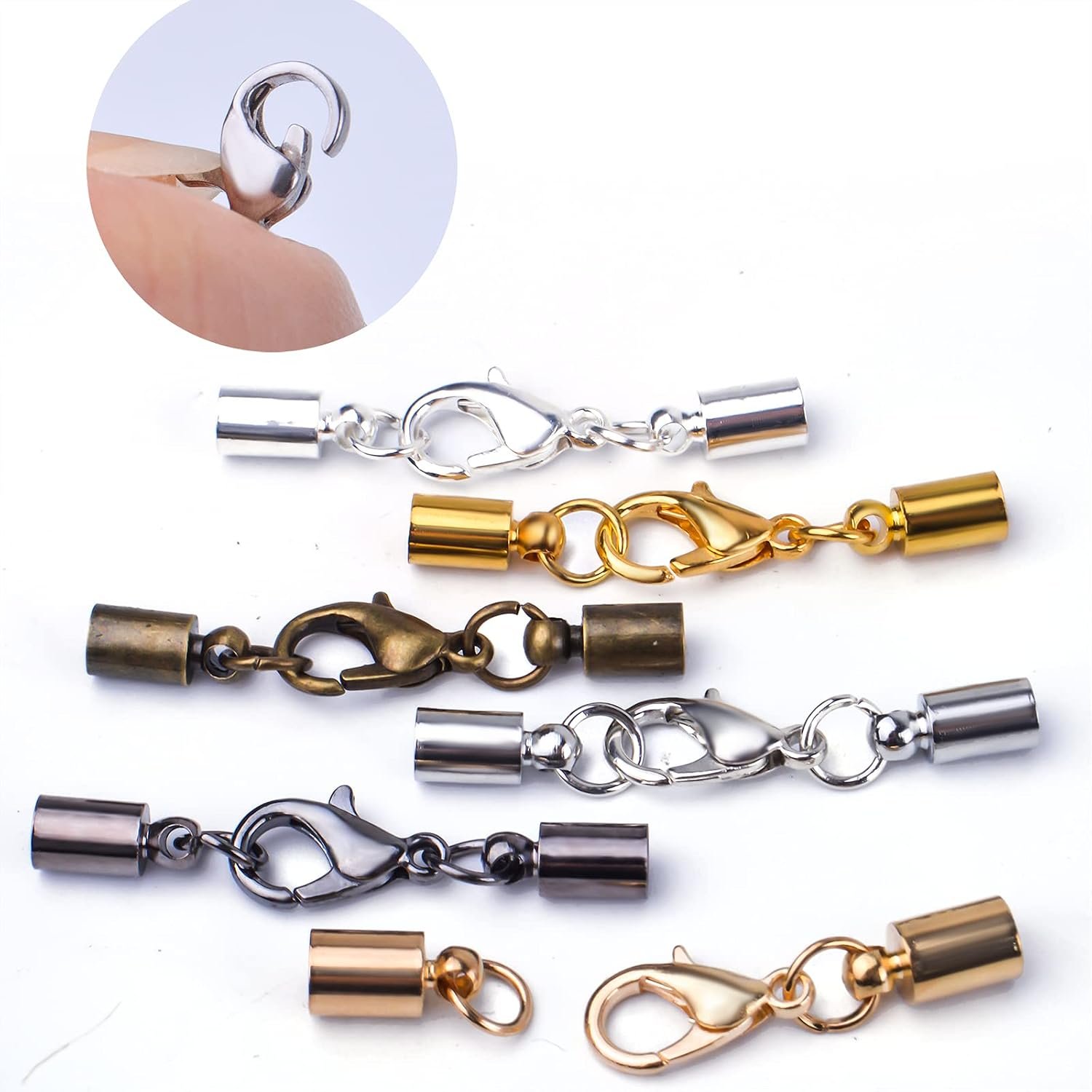 36 Piece Lobster Claw Clasps Leather Cord Ends Six Colors - Image 4