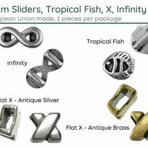 Assorted 5mm Jewelry Sliders for Leather Cork Bracelets Craft Making