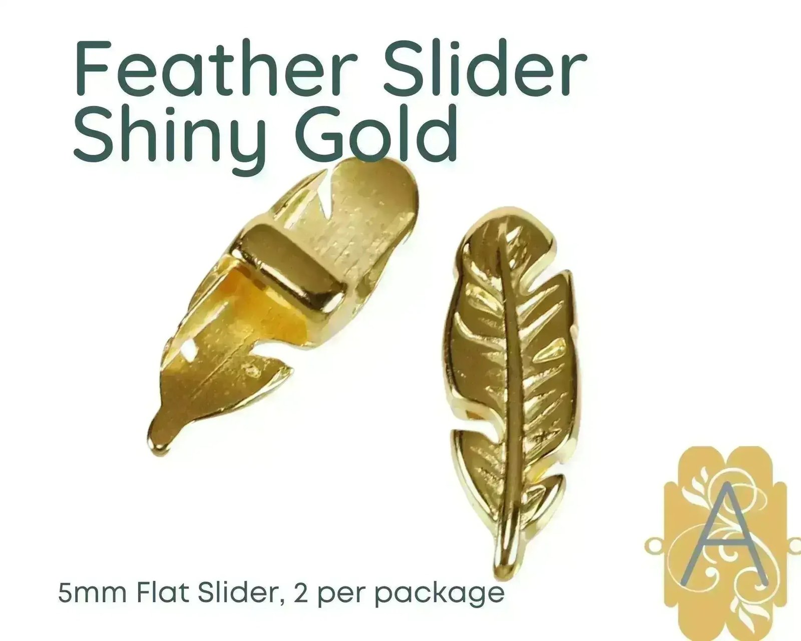 Feather Jewelry Sliders for 5mm Leather Cork Bracelets Four Finishes - Image 4