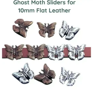 Ghost Moth Jewelry Sliders for 10mm Flat Leather Two Pieces